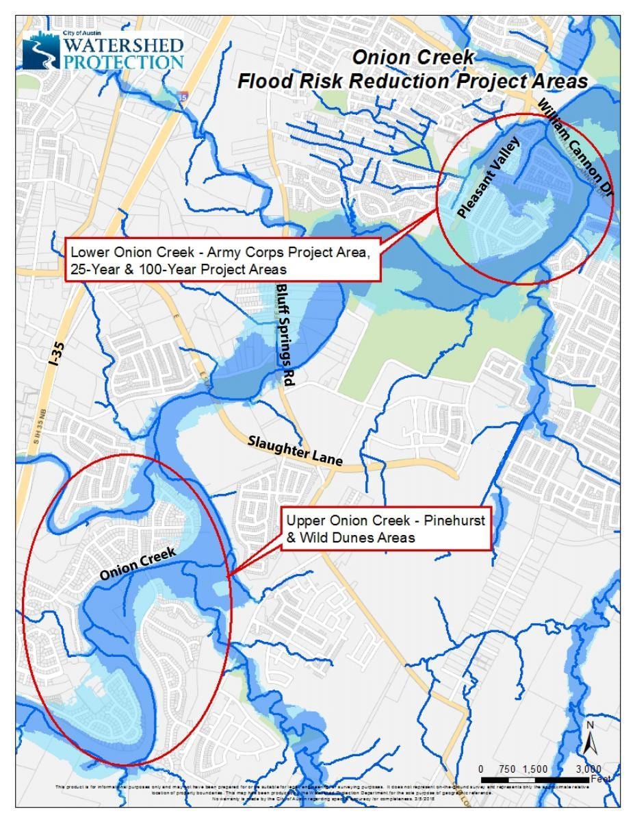 Austin banjir peta biasa