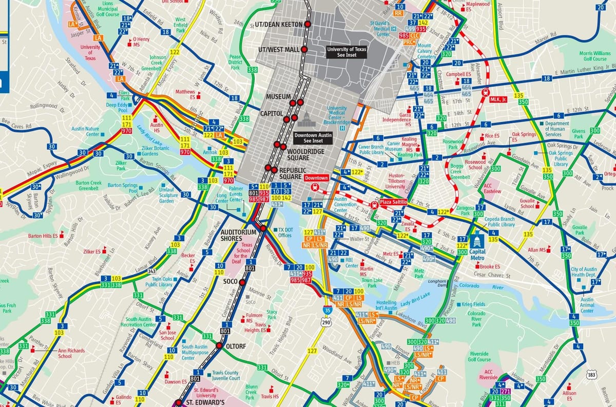 Austin transportasi umum peta